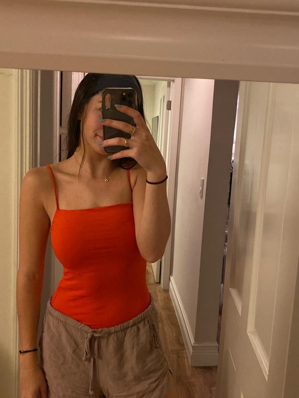Zara Orange Square-Neck Cami Bodysuit